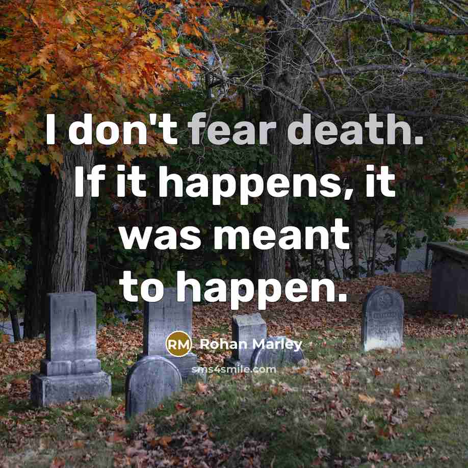 “I don't fear death. If it happens, it was meant to happen.” quote by Rohan Marley