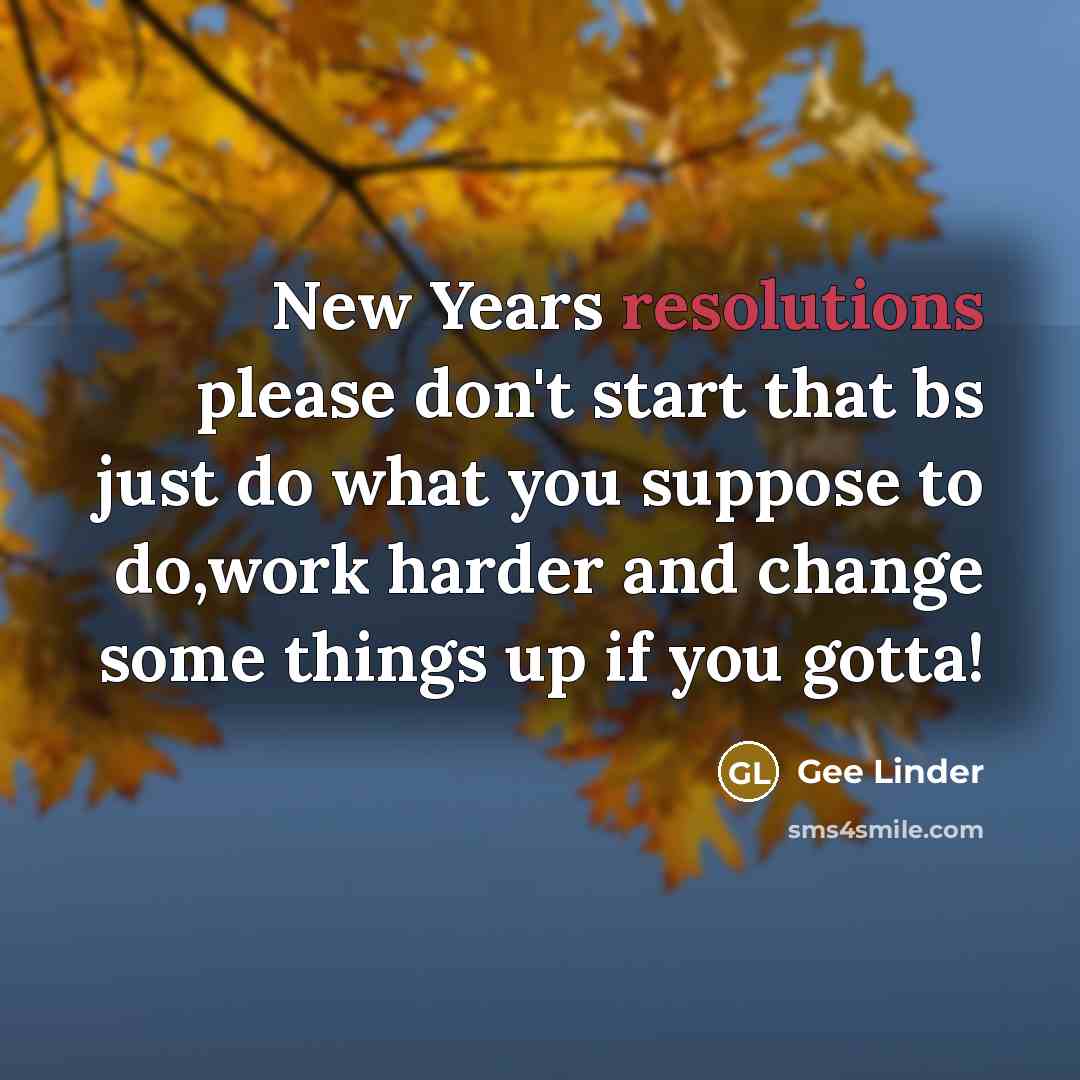 “New Years resolutions please don't start that bs just do what you suppose to do,work harder and change some things up if you gotta!” quote by Gee Linder