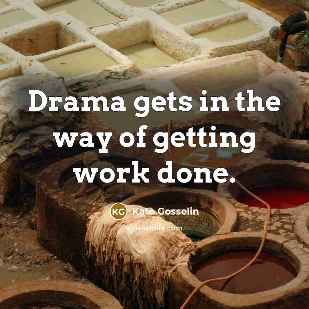“Drama gets in the way of getting work done.” quote by Kate Gosselin