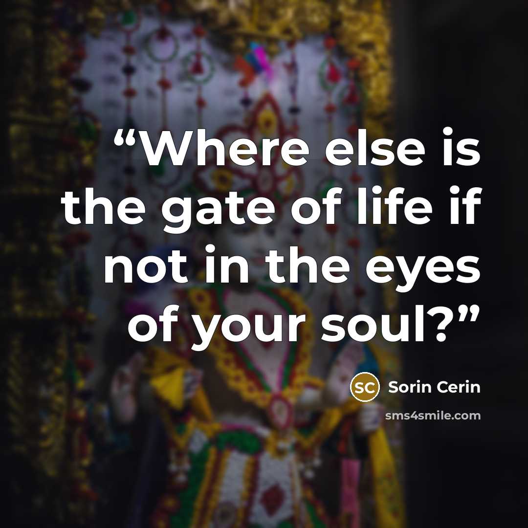 “Where else is the gate of life if not in the eyes of your soul?” quote by Sorin Cerin