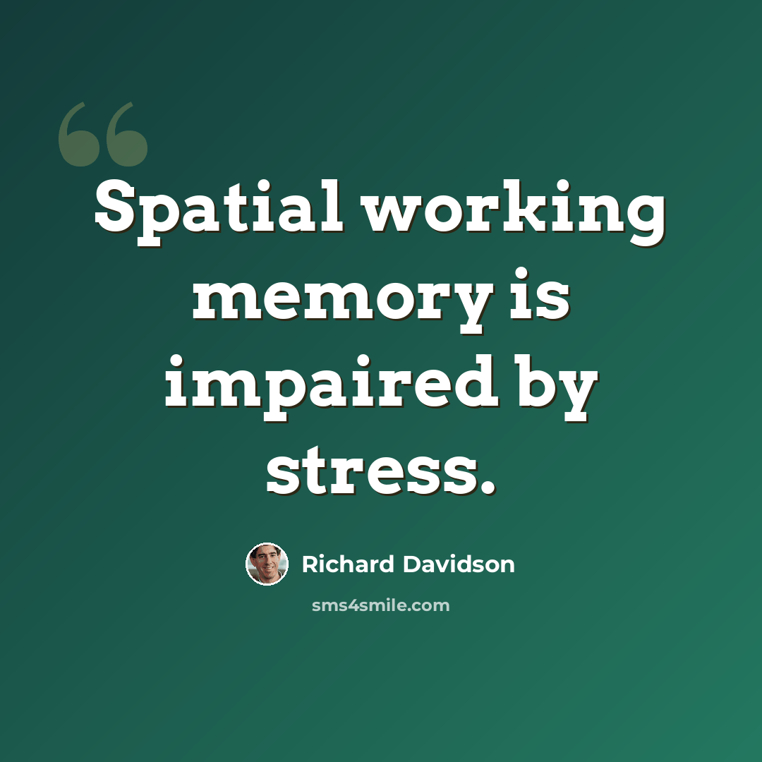 “Spatial working memory is impaired by stress.” quote by Richard Davidson