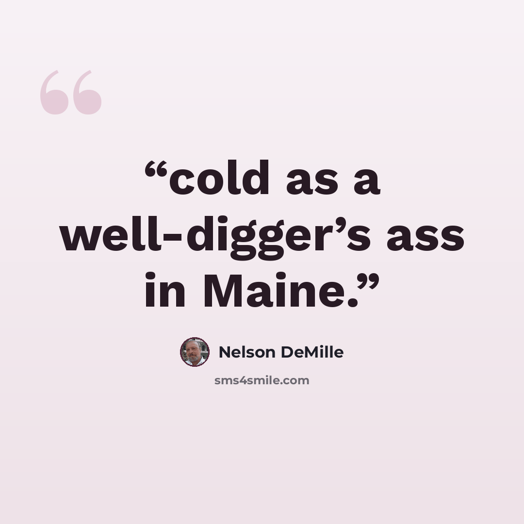“cold as a well-digger’s ass in Maine.” quote by Nelson DeMille