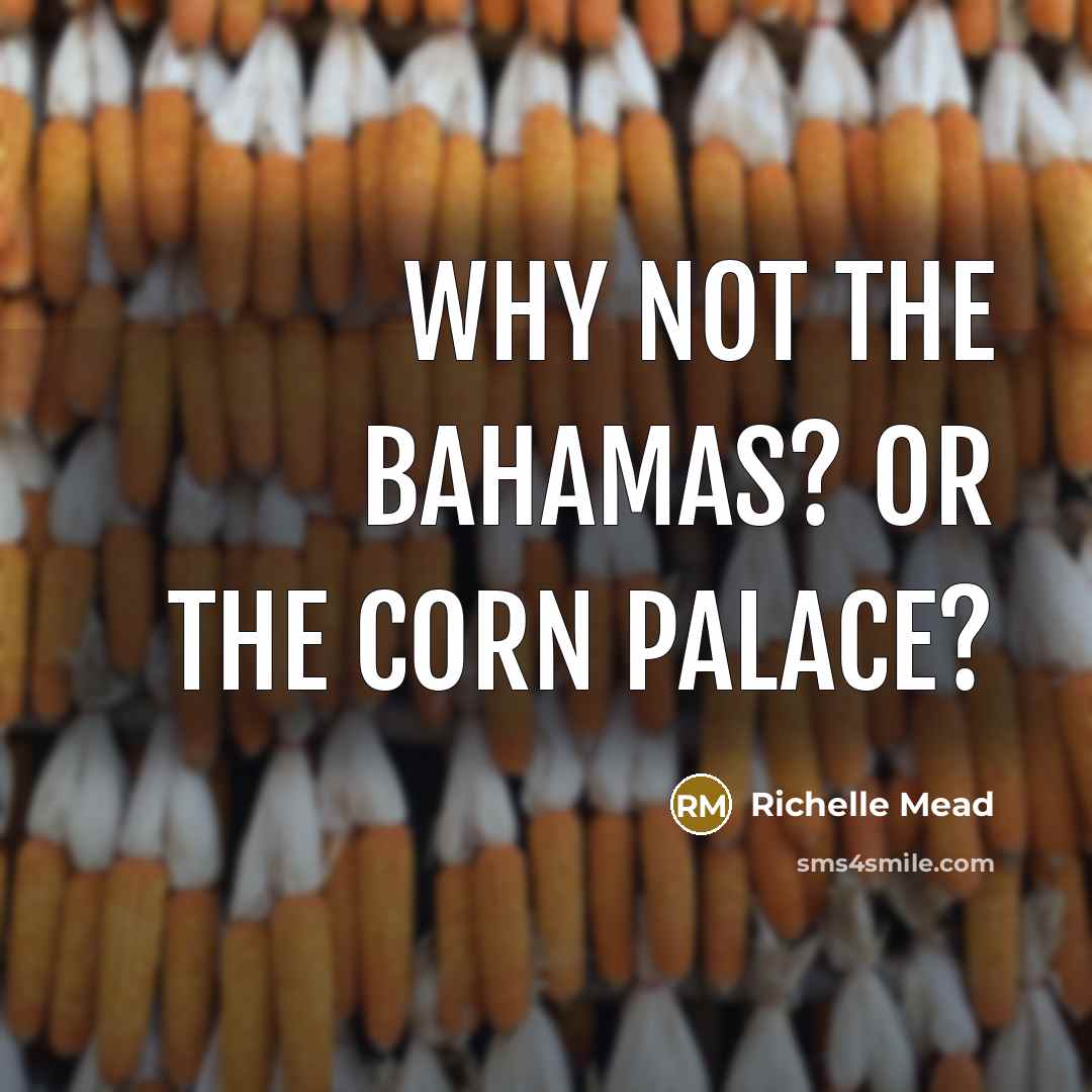 “Why not the Bahamas? Or the Corn Palace?” quote by Richelle Mead