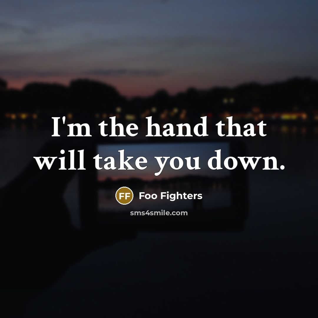 “I'm the hand that will take you down.” quote by Foo Fighters
