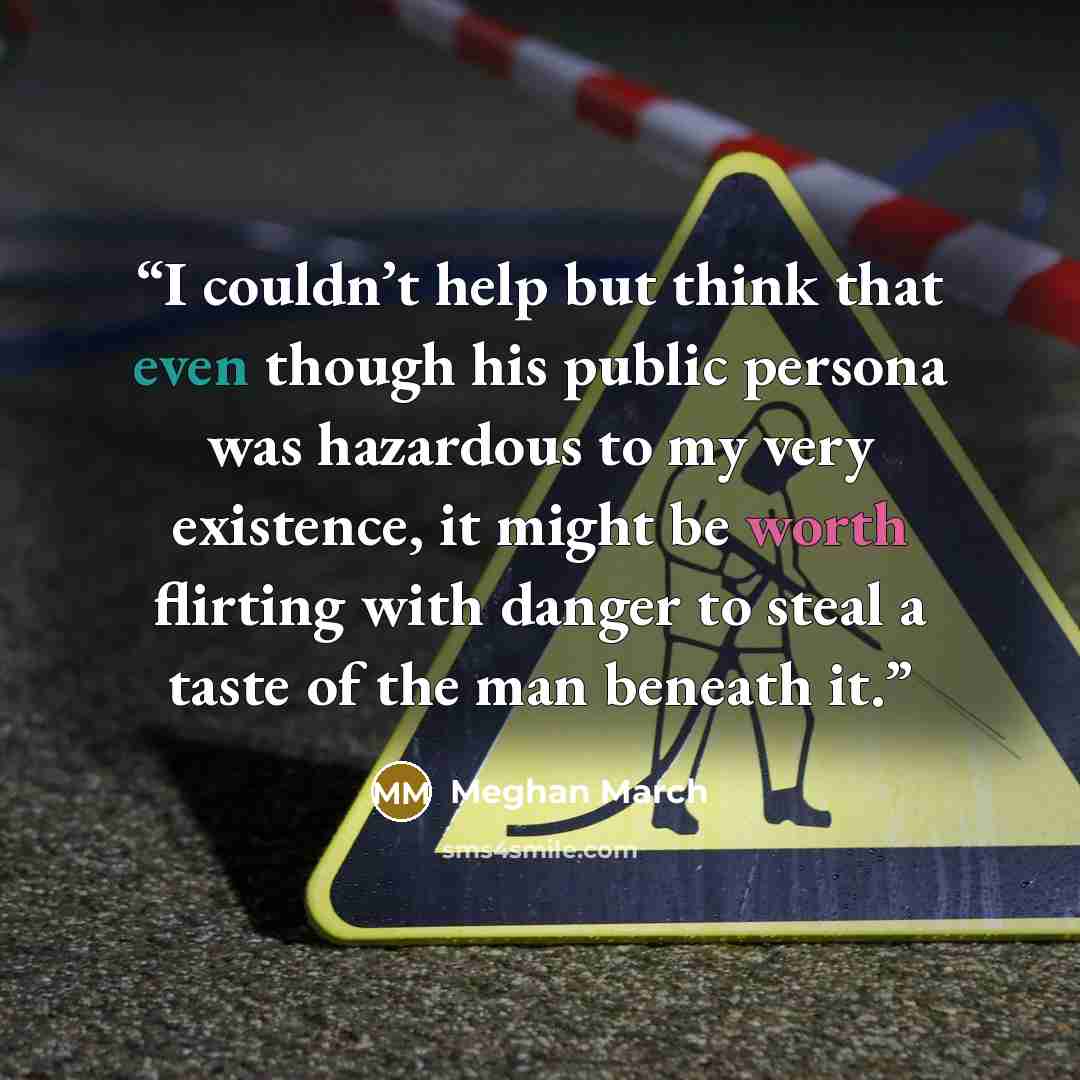 “I couldn’t help but think that even though his public persona was hazardous to my very existence, it might be worth flirting with danger to steal a taste of the man beneath it.” quote by Meghan March