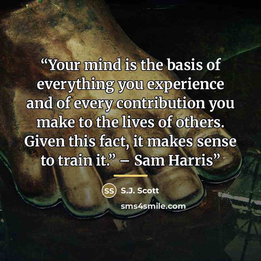 “Your mind is the basis of everything you experience and of every contribution you make to the lives of others. Given this fact, it makes sense to train it.” – Sam Harris” quote by S.J. Scott