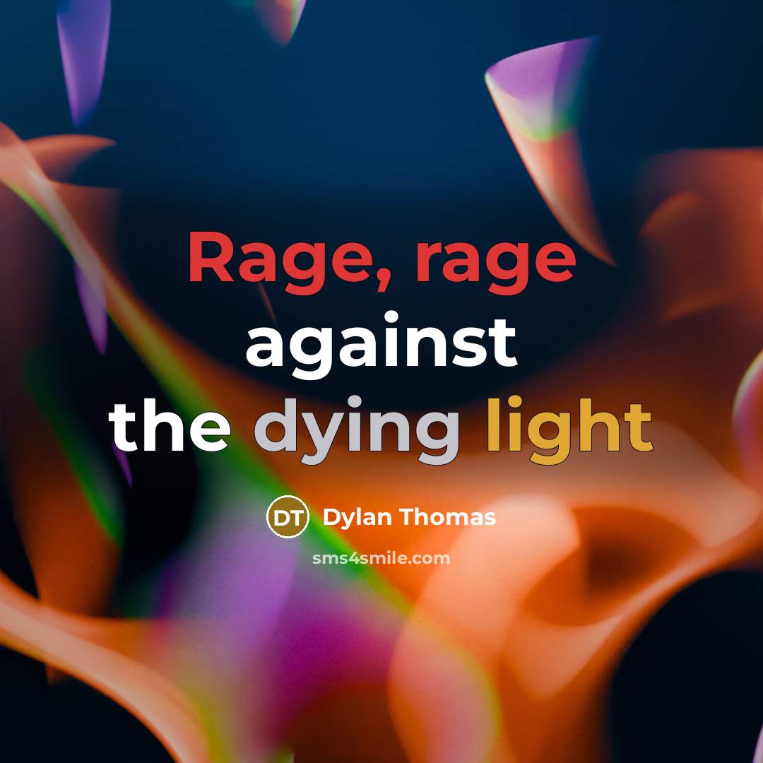 “Rage, rage against the dying light” quote by Dylan Thomas