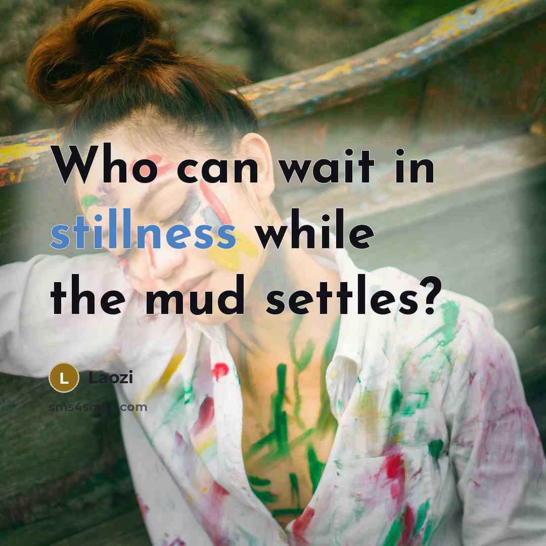 “Who can wait in stillness while the mud settles?” quote by Laozi