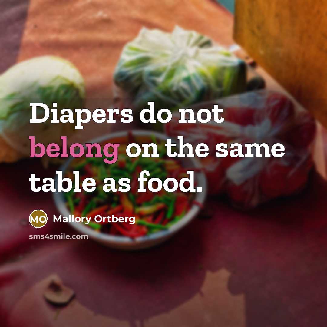 “Diapers do not belong on the same table as food.” quote by Mallory Ortberg