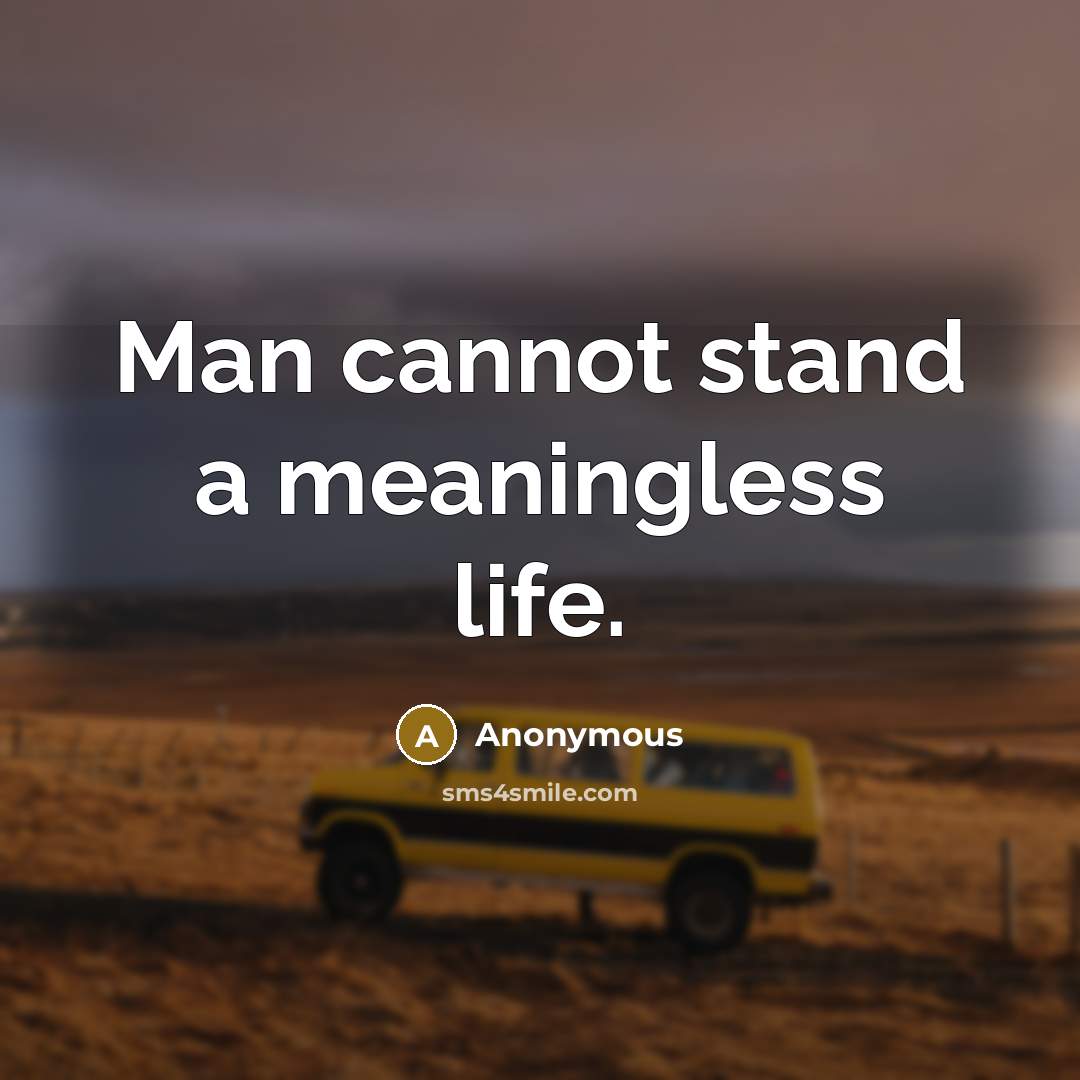 “Man cannot stand a meaningless life.” quote by Anonymous