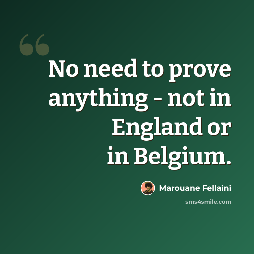 “No need to prove anything - not in England or in Belgium.” quote by Marouane Fellaini