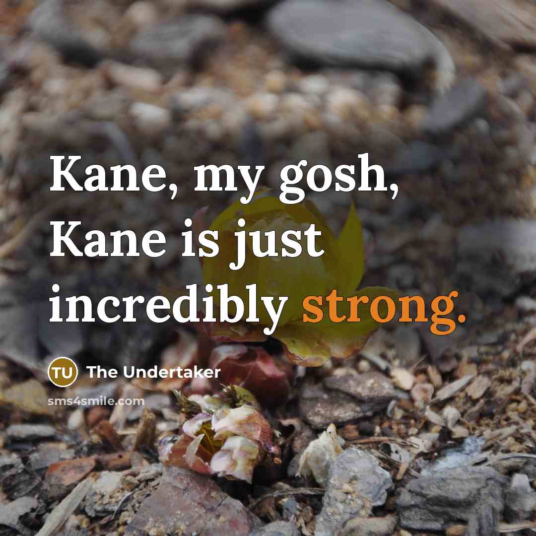 “Kane, my gosh, Kane is just incredibly strong.” quote by The Undertaker