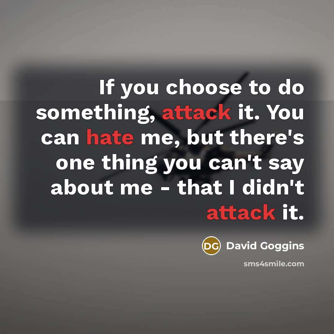 “If you choose to do something, attack it. You can hate me, but there's one thing you can't say about me - that I didn't attack it.” quote by David Goggins