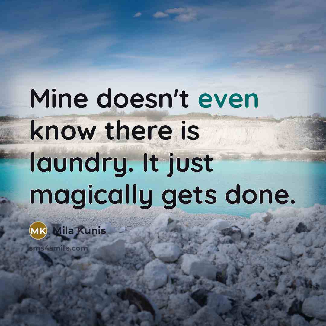 “Mine doesn't even know there is laundry. It just magically gets done.” quote by Mila Kunis