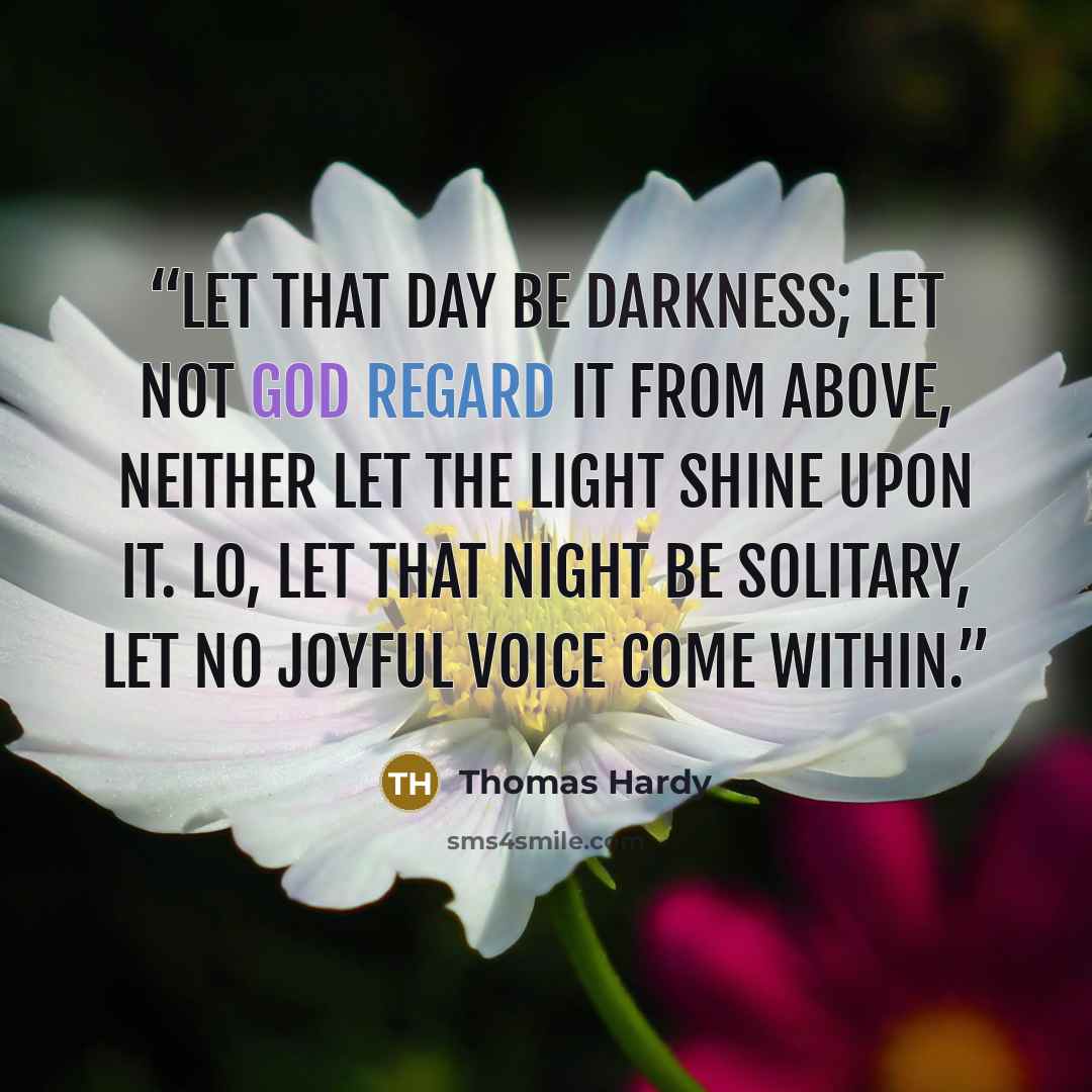 “Let that day be darkness; let not God regard it from above, neither let the light shine upon it. Lo, let that night be solitary, let no joyful voice come within.” quote by Thomas Hardy
