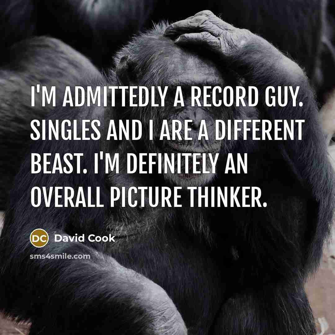 “I'm admittedly a record guy. Singles and I are a different beast. I'm definitely an overall picture thinker.” quote by David Cook