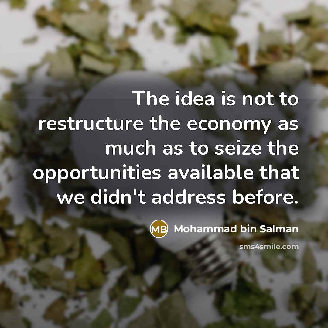 “The idea is not to restructure the economy as much as to seize the opportunities available that we didn't address before.” quote by Mohammad bin Salman