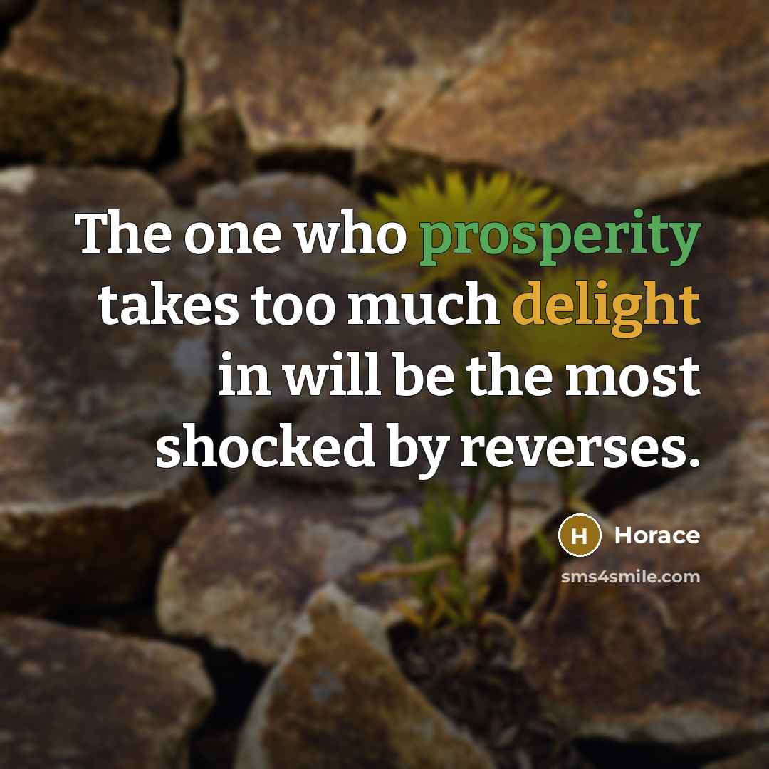 “The one who prosperity takes too much delight in will be the most shocked by reverses.” quote by Horace