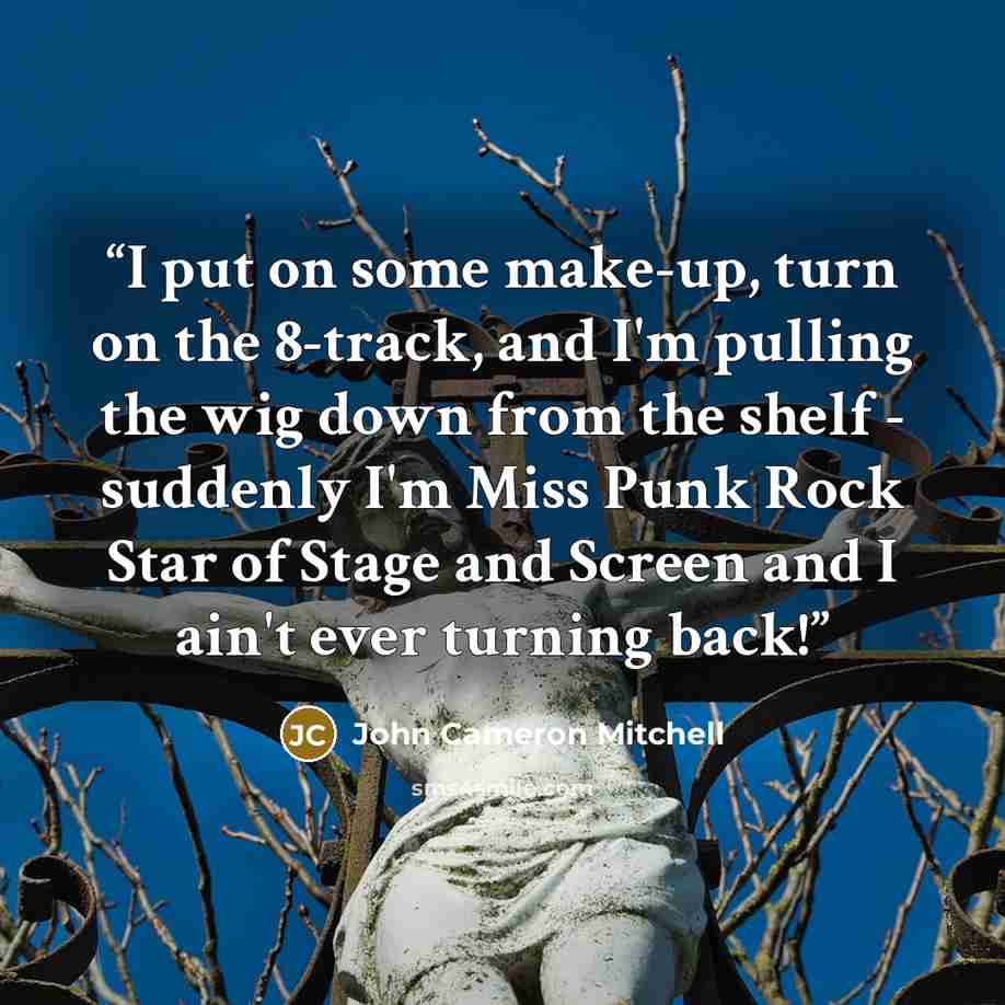“I put on some make-up, turn on the 8-track, and I'm pulling the wig down from the shelf - suddenly I'm Miss Punk Rock Star of Stage and Screen and I ain't ever turning back!” quote by John Cameron Mitchell