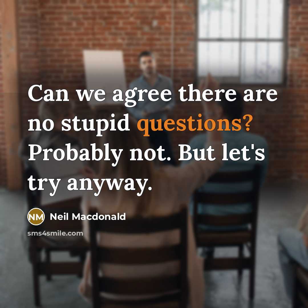 “Can we agree there are no stupid questions? Probably not. But let's try anyway.” quote by Neil Macdonald