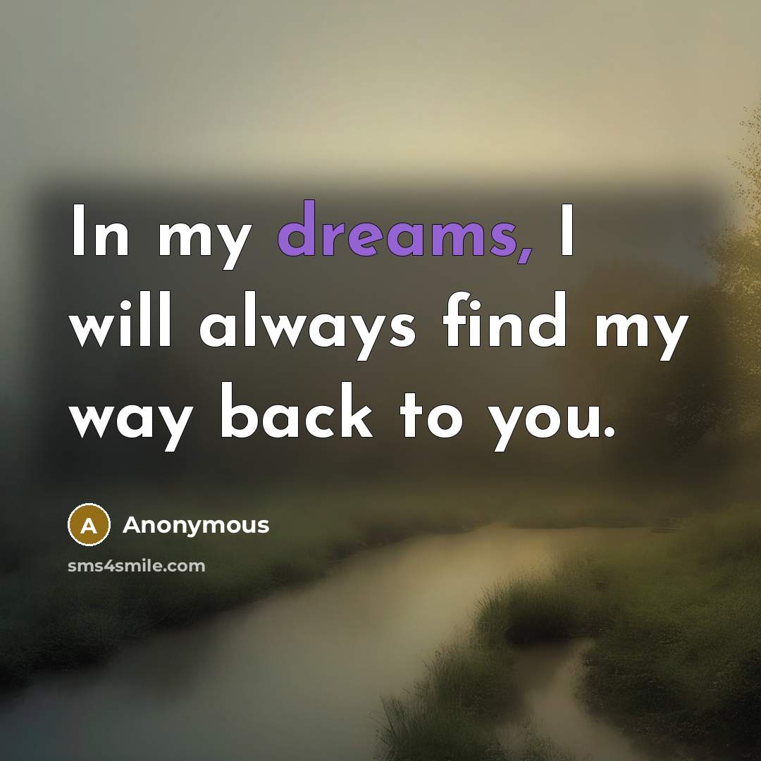 “In my dreams, I will always find my way back to you.” quote by Anonymous