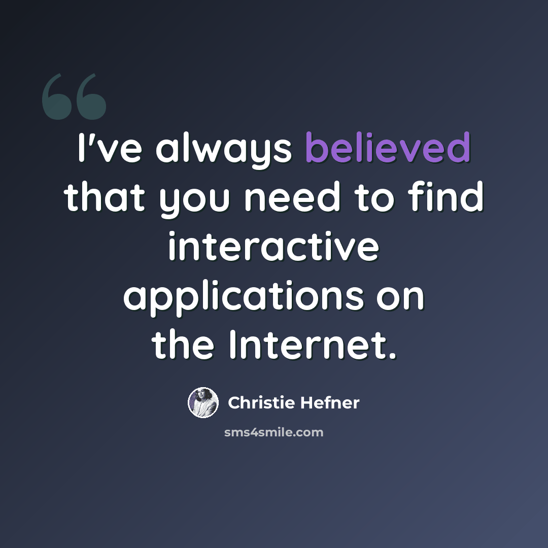 “I've always believed that you need to find interactive applications on the Internet.” quote by Christie Hefner