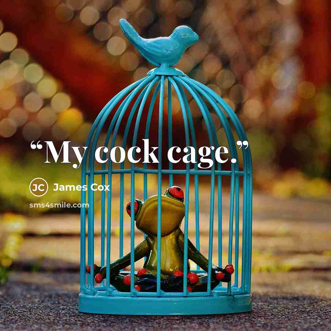 “My cock cage.” quote by James Cox