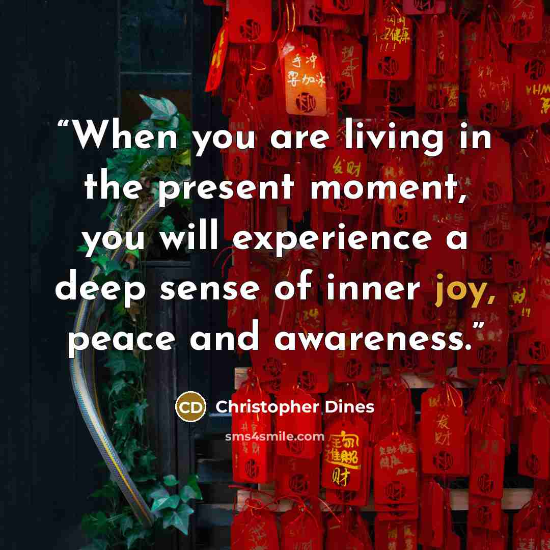 “When you are living in the present moment, you will experience a deep sense of inner joy, peace and awareness.” quote by Christopher Dines