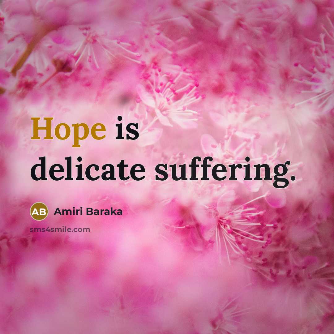 “Hope is delicate suffering.” quote by Amiri Baraka