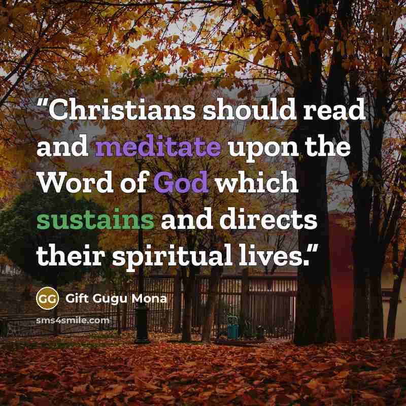 “Christians should read and meditate upon the Word of God which sustains and directs their spiritual lives.” quote by Gift Gugu Mona