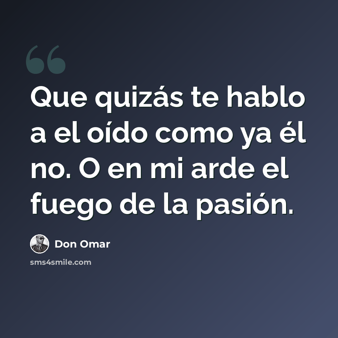 “Que quizás te hablo a el oído como ya él no. O en mi arde el fuego de la pasión.” quote by Don Omar