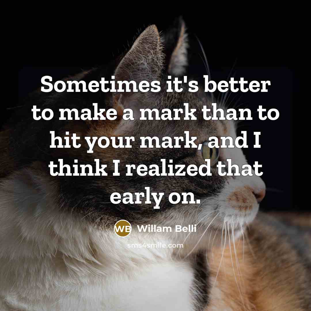 “Sometimes it's better to make a mark than to hit your mark, and I think I realized that early on.” quote by Willam Belli