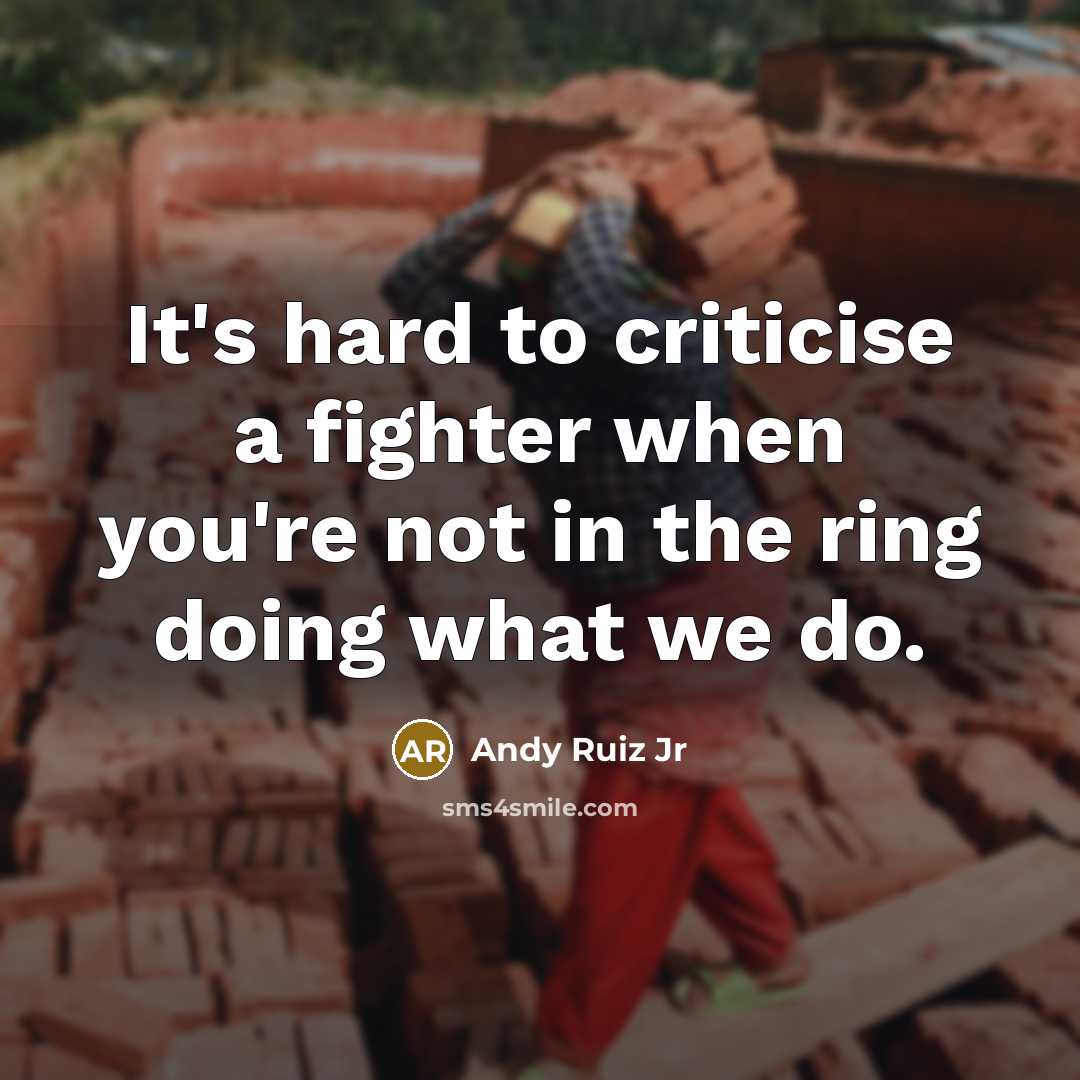 “It's hard to criticise a fighter when you're not in the ring doing what we do.” quote by Andy Ruiz Jr