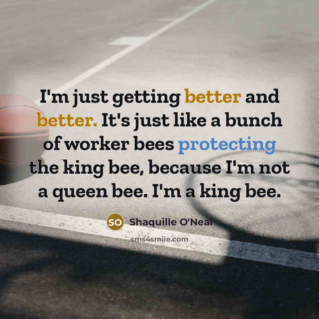 “I'm just getting better and better. It's just like a bunch of worker bees protecting the king bee, because I'm not a queen bee. I'm a king bee.” quote by Shaquille O'Neal