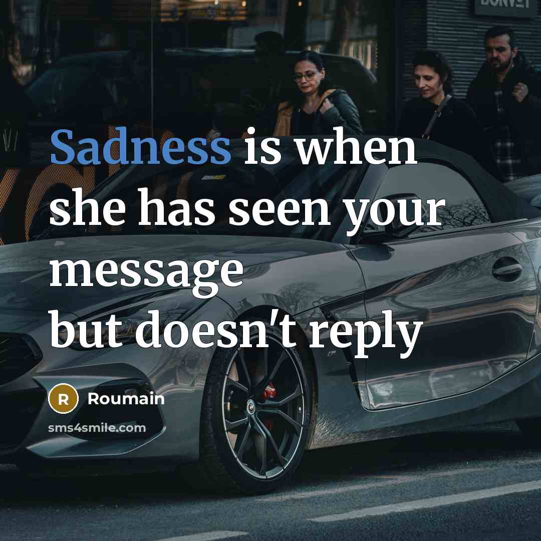 “Sadness is when she has seen your message but doesn't reply” quote by Roumain