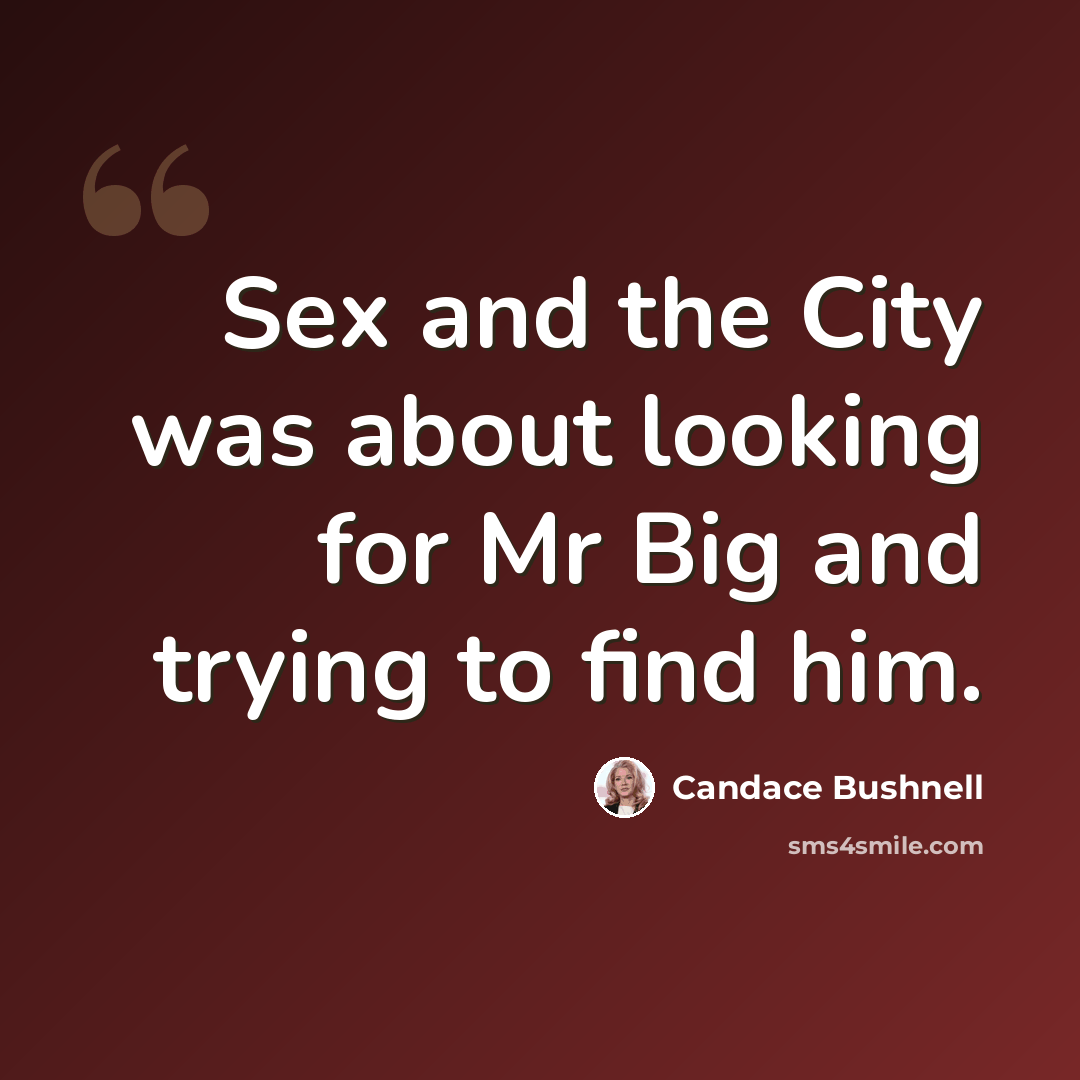 “Sex and the City was about looking for Mr Big and trying to find him.” quote by Candace Bushnell