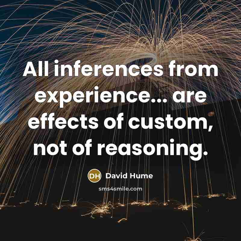 “All inferences from experience... are effects of custom, not of reasoning.” quote by David Hume