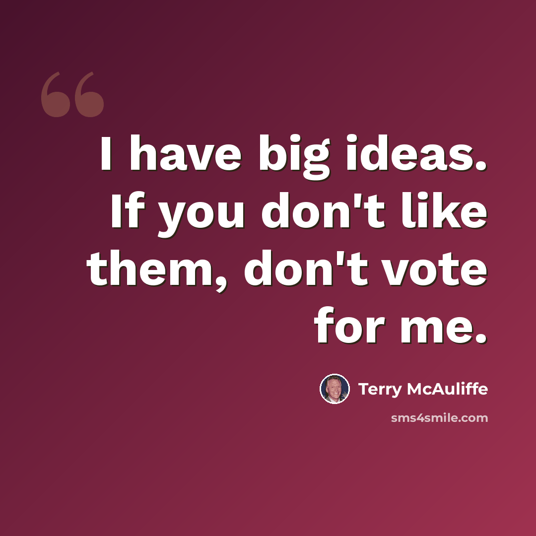 “I have big ideas. If you don't like them, don't vote for me.” quote by Terry McAuliffe