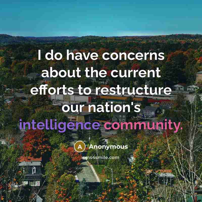 “I do have concerns about the current efforts to restructure our nation's intelligence community.” quote by Anonymous