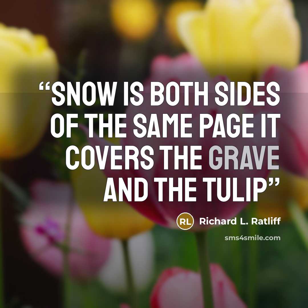 “Snow is both sides of the same page It covers the grave and the tulip” quote by Richard L. Ratliff