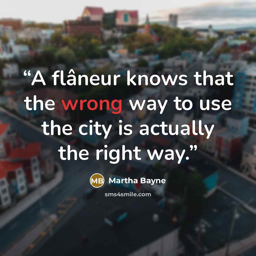 “A flâneur knows that the wrong way to use the city is actually the right way.” quote by Martha Bayne