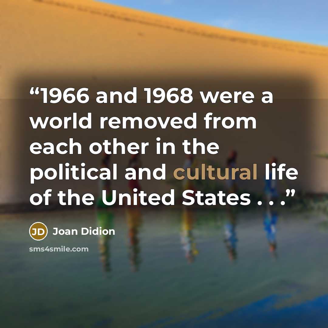 “1966 and 1968 were a world removed from each other in the political and cultural life of the United States . . .” quote by Joan Didion