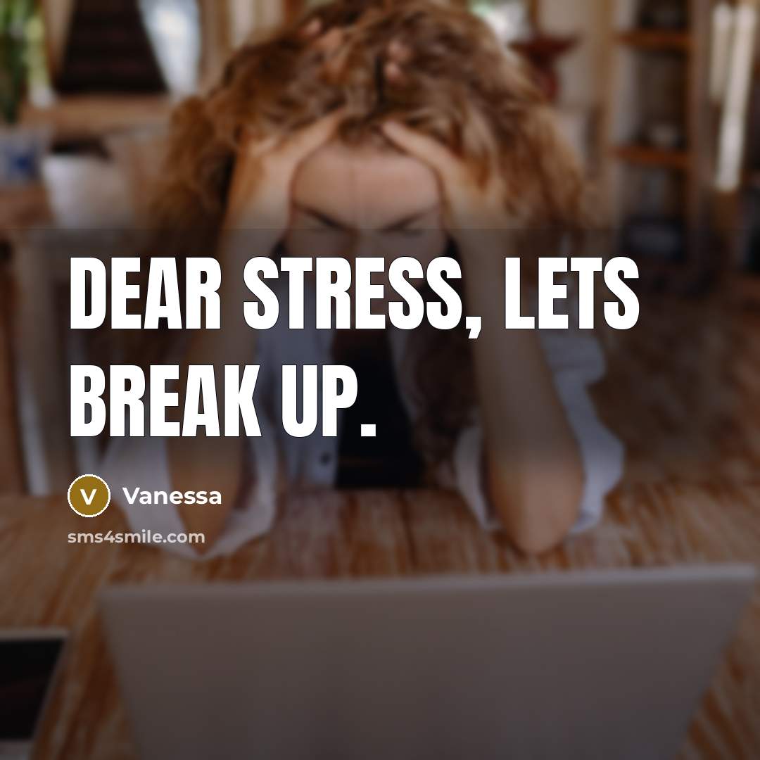 “Dear Stress, Lets break up.” quote by Vanessa