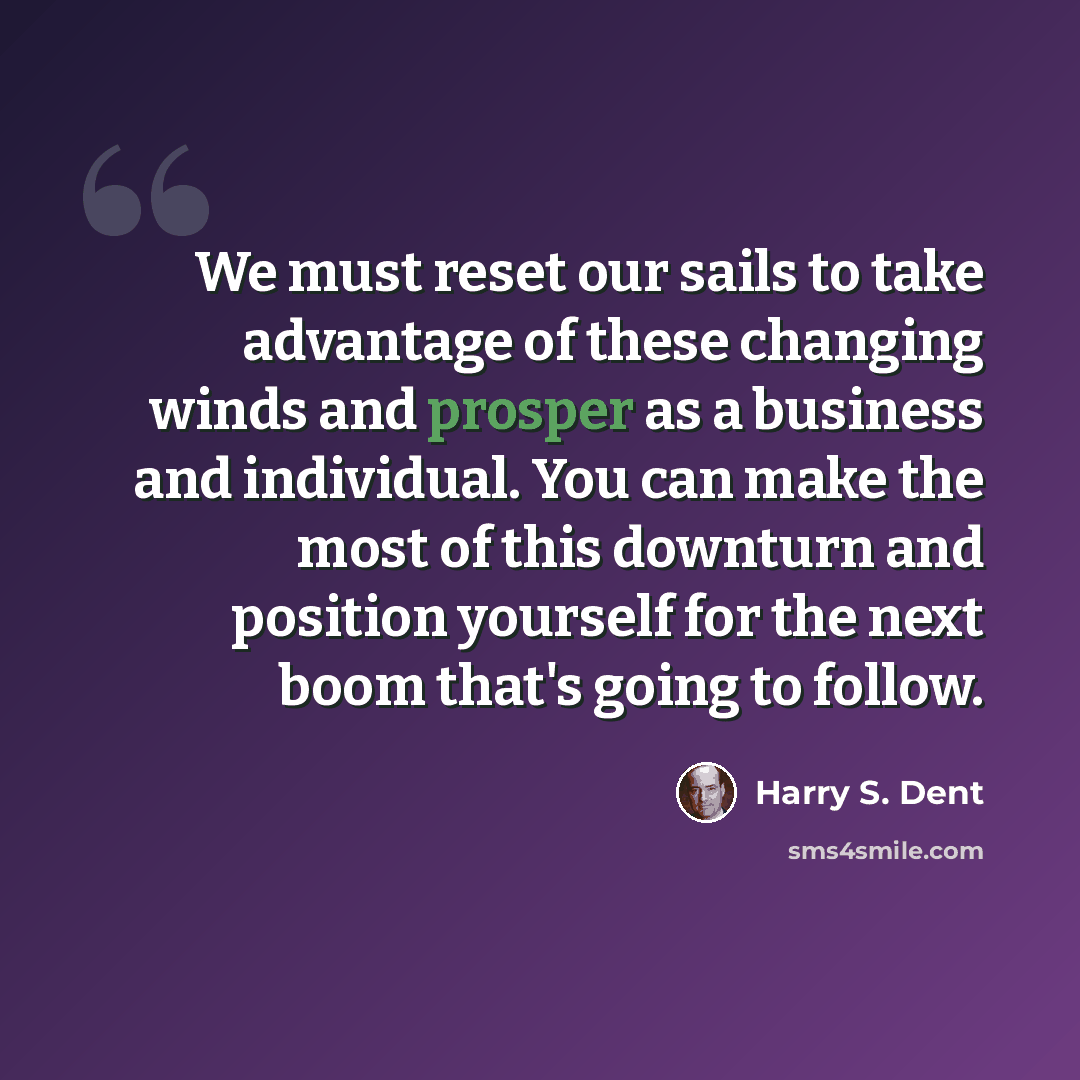 “We must reset our sails to take advantage of these changing winds and prosper as a business and individual. You can make the most of this downturn and position yourself for the next boom that's going to follow.” quote by Harry S. Dent