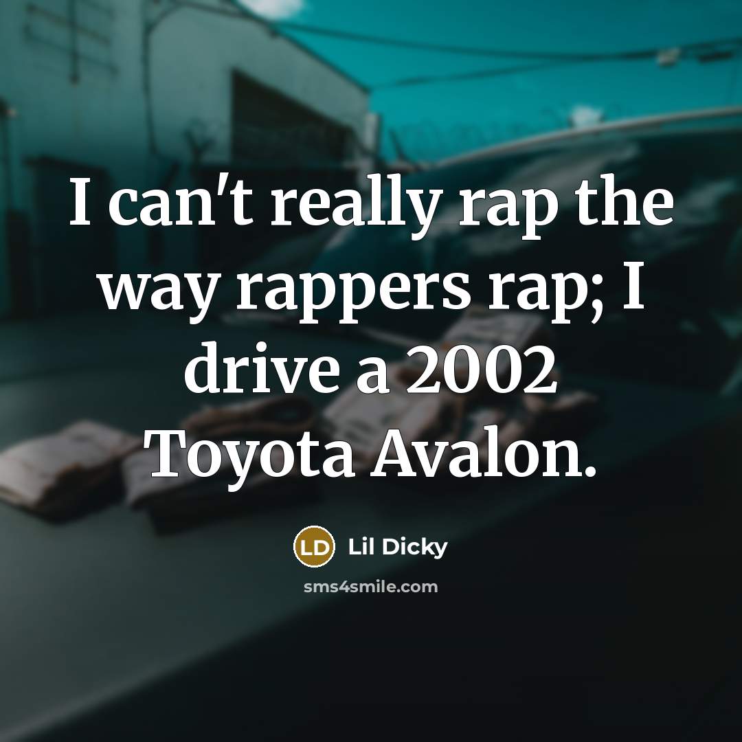 “I can't really rap the way rappers rap; I drive a 2002 Toyota Avalon.” quote by Lil Dicky
