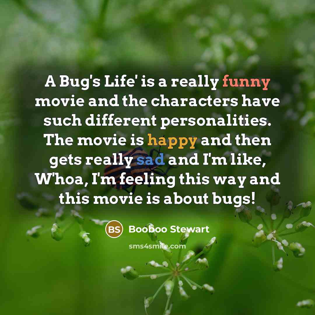 “A Bug's Life' is a really funny movie and the characters have such different personalities. The movie is happy and then gets really sad and I'm like, W'hoa, I'm feeling this way and this movie is about bugs!” quote by Booboo Stewart
