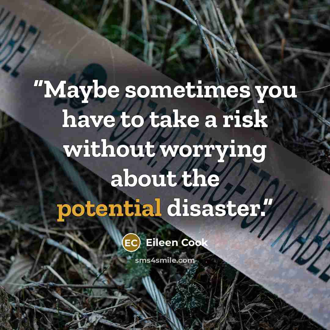 “Maybe sometimes you have to take a risk without worrying about the potential disaster.” quote by Eileen Cook