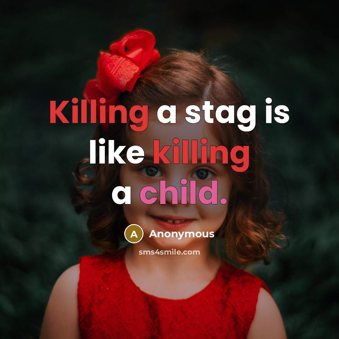 “Killing a stag is like killing a child.” quote by Anonymous
