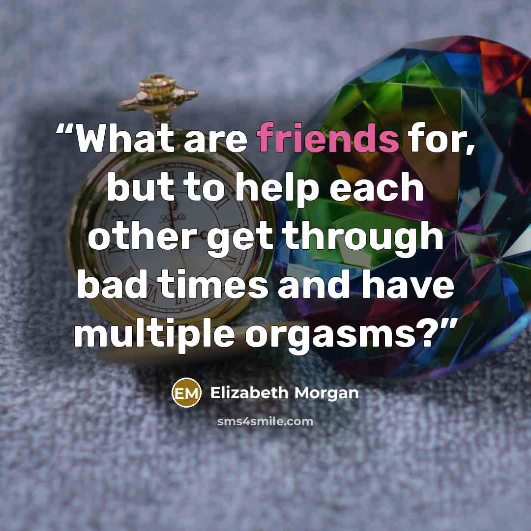 “What are friends for, but to help each other get through bad times and have multiple orgasms?” quote by Elizabeth Morgan
