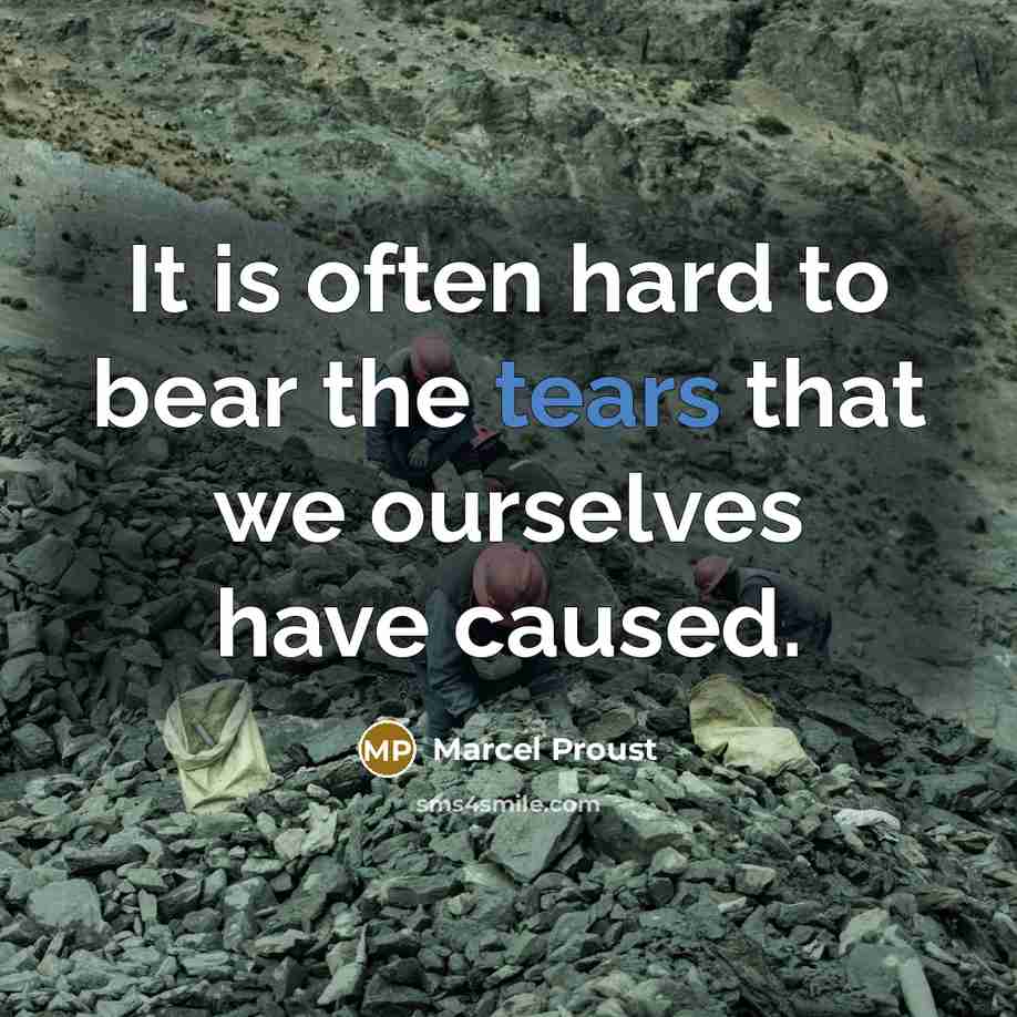 “It is often hard to bear the tears that we ourselves have caused.” quote by Marcel Proust